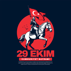 29 Ekim Cumhuriyet bayrami kutlu olsun means National Republic Day of turkey celebration Social Media Post Template Design