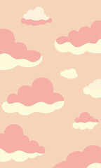 A pattern of pink and white clouds on a pink background