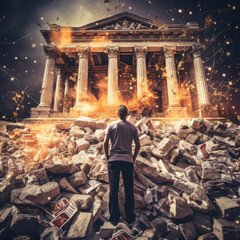 Devastation grips the banking sector as financial institutions collide with disaster amid a chaotic collapse