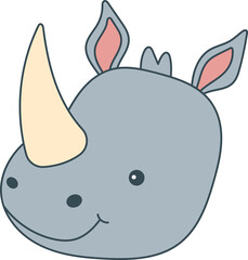 Cute rhino clipart vector design illustration