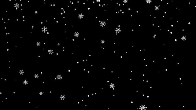 粉雪と雪の結晶が降るアニメーション背景動画　アルファチャンネル付き　ループ可能