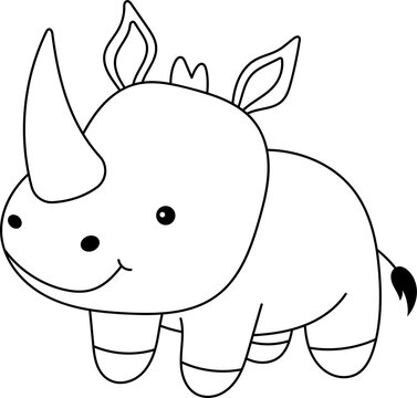 recommend clip art: Cute rhino clipart vector design illustration