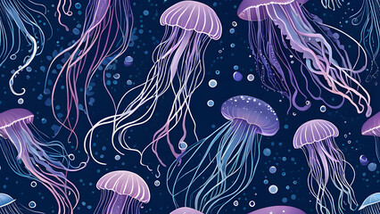 Fototapeta premium pattern with jellyfish