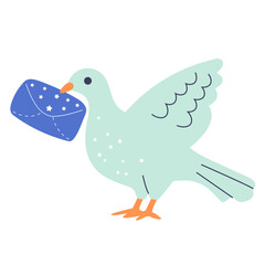 Post world day vector cartoon illustration with mail, isolated on the white background