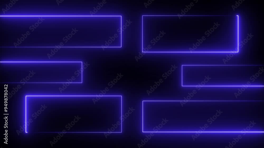 Poster neon color motion graphic on isolated black background. blue color glowing neon frame background ani