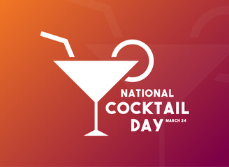 National Cocktail Day. March 24. Gradient background.