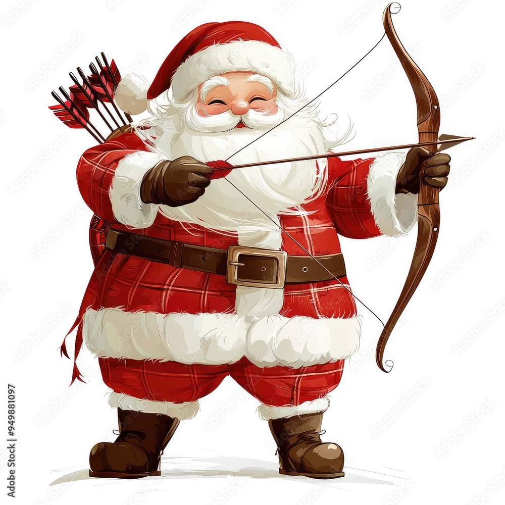 Poster santa claus with bow and arrow