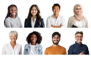 PNG diversity happy people element set, transparent background