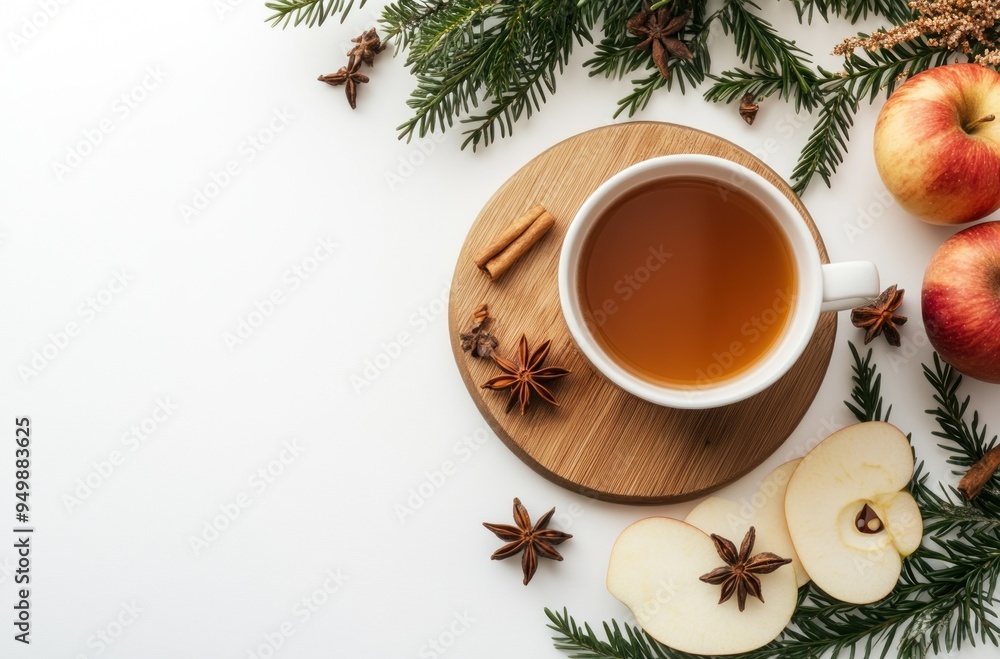 Canvas Prints Warm Apple Cider with Cinnamon Sticks and Star Anise