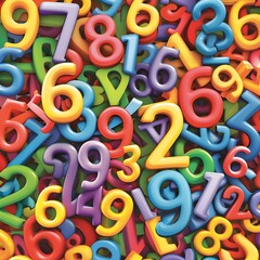 A close up of a pile of colorful plastic numbers generative ai
