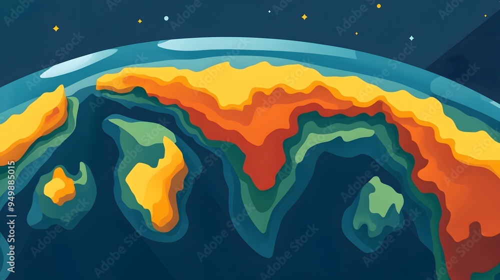 Poster detailed infographic showcasing the dynamic movement and interactions of tectonic plates across the 