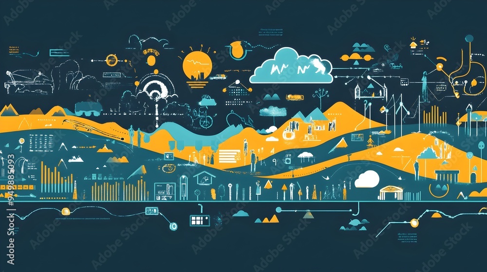 Poster detailed infographic showing the process of collecting analyzing and disseminating weather forecast 