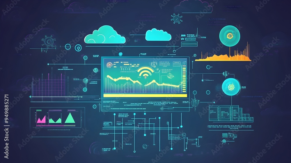 Poster detailed infographic illustrating the importance of computer models and analytics in accurate weathe
