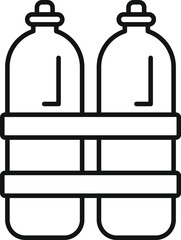 Line drawing of a pair of oxygen tanks for diving holding breath underwater