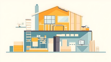 Detailed Infographic Visualizing the Step by Step Process of Interior Finishing During House Construction and Renovation