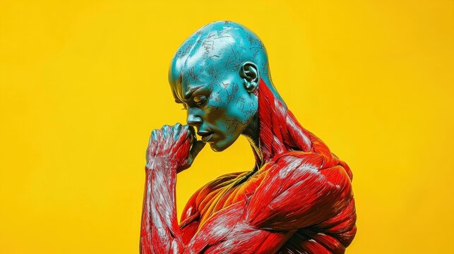 ealistic photo full color dramatic of female X-Men mutant heavily annotated bulging sweating muscles