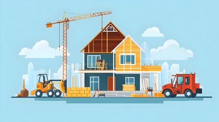A detailed infographic showcasing the initial planning and design phase of building a new house including sketches blueprints and visualizations of the structure layout and key elements