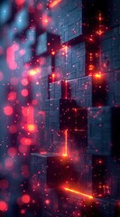 Obraz premium light background, black cubes with neon lights in the corners