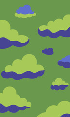 A captivating pattern of green and blue clouds on a green background