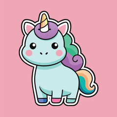Fototapeta premium Unicorn Cartoon sytle vector for Kids Book design on Pink Background