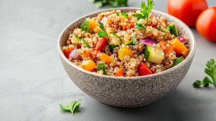 Colorful quinoa salad, gluten-free ingredients, 3D illustration