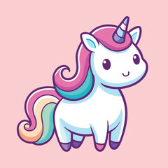 Naklejka premium Unicorn Cartoon sytle vector for Kids Book design on Pink Background
