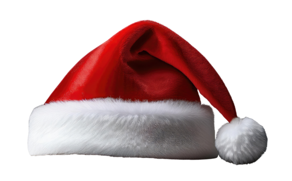Santa Claus Hat Isolated on Transparent Background.
