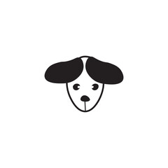 Cute dog  faces. Black color. Isolated icons. Vector outline illustration