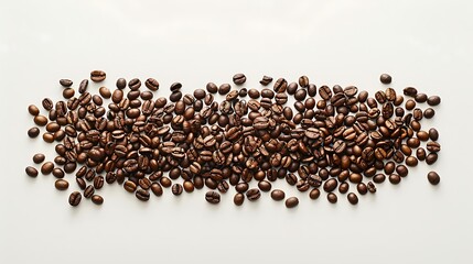 nicely arranged coffee beans on a white background 