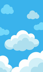 A bright blue sky adorned with fluffy white clouds scattered throughout it