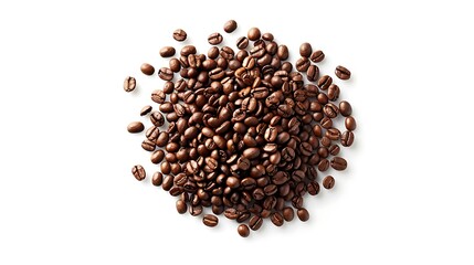 nicely arranged coffee beans on a white background 