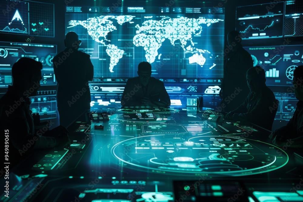 Aufkleber an abstract visualization of cybersecurity advancements, showcasing digital shields and secure netwo
