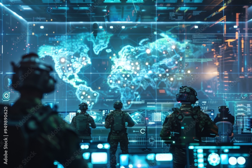 Poster a conceptual image illustrating the evolution of cybersecurity, featuring digital locks and protecti