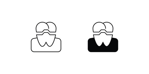 teeth crown set icon with white background vector stock illustration