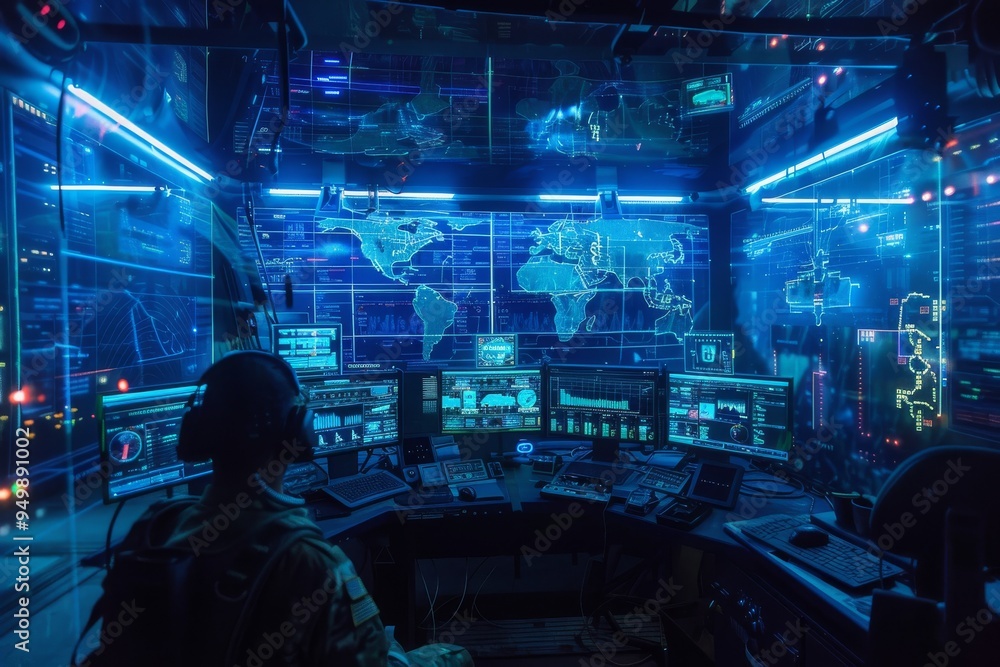 Poster a conceptual image illustrating the evolution of cybersecurity, featuring digital locks and protecti