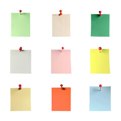 PNG pinned notepad element set, transparent background