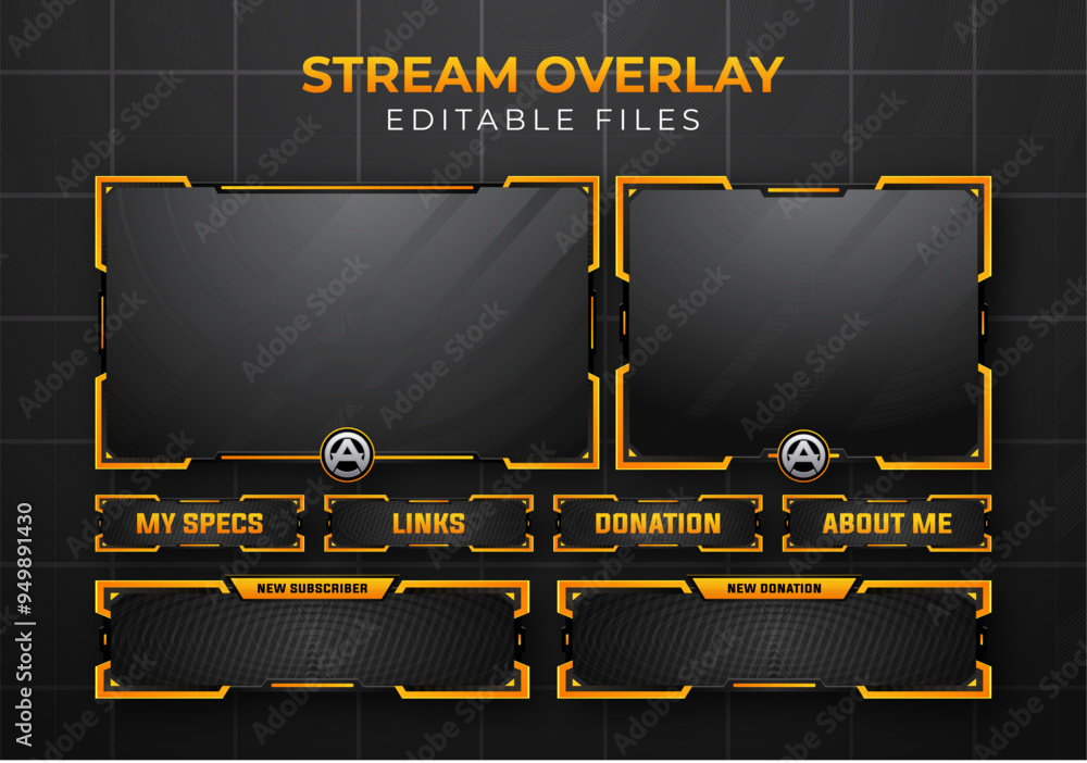 Aufkleber twitch obs streaming panel overlay design template full package setup