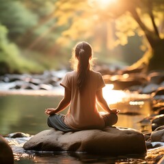 Fototapeta premium Essence of spirituality and inner peace, featuring elements like meditation, mindfulness, and enlightenment. Perfect for topics related to personal growth, wellness, and holistic health.