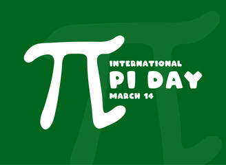 International Pi Day. March 14. Green background. Flat design vector.