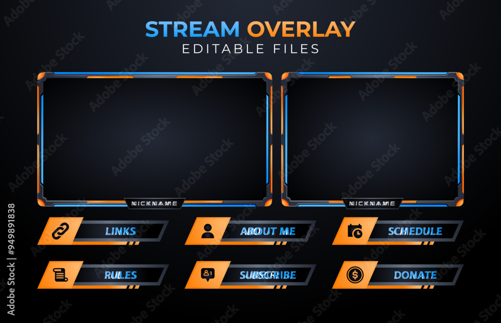 Poster twitch obs streaming panel overlay design template full package setup