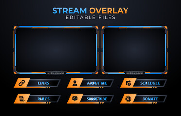 Twitch obs streaming panel overlay design template full package setup