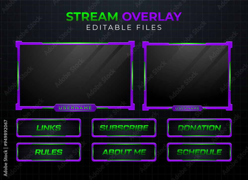Aufkleber Twitch obs streaming panel overlay design template full package setup