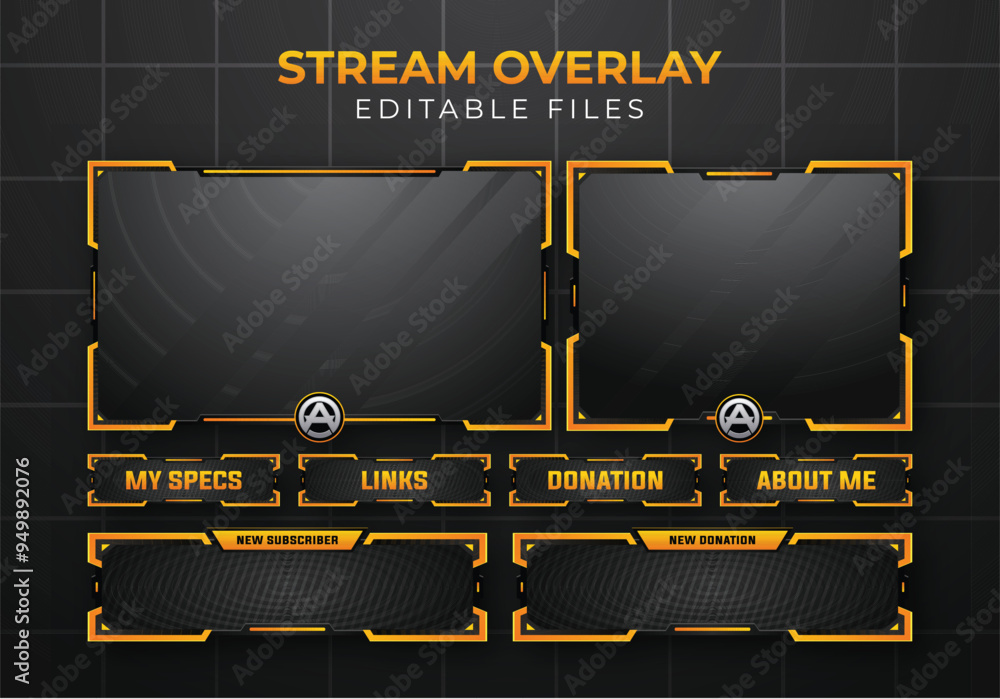 Aufkleber twitch obs streaming panel overlay design template full package setup