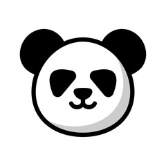 Cute panda head icon on white background.