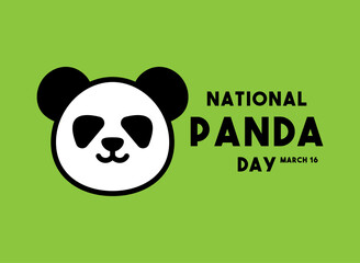 National Panda Day. March 16. Green background.