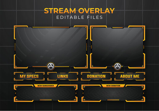 Twitch obs streaming panel overlay design template full package setup