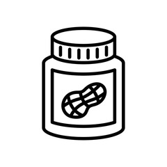Peanut butter jar line icon on white background.