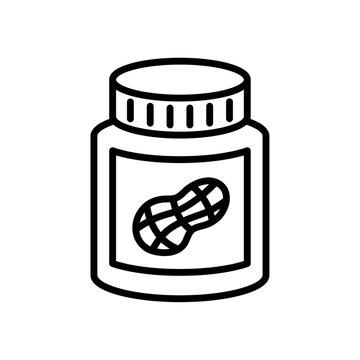 recommend clip art: Peanut butter jar line icon on white background.