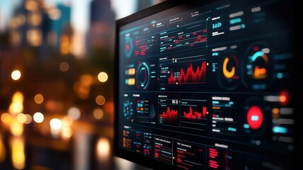 Fototapeta premium Digital dashboard displaying structured marketing workflows, structure marketing, data visualization
