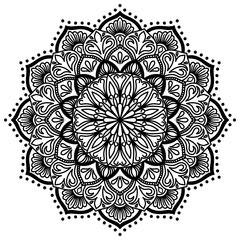 Vector circle mandala,black floral ornament